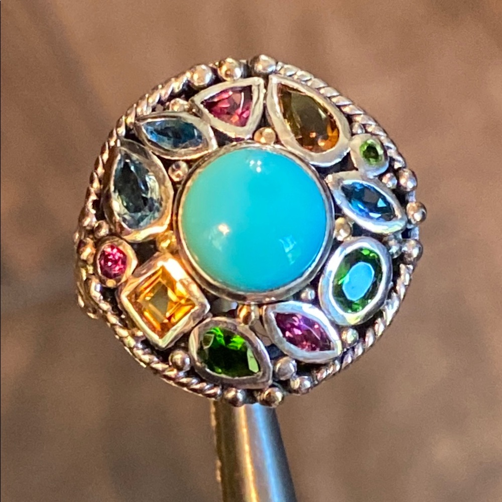 Artisan Turquoise and Multi-gemstone Ring